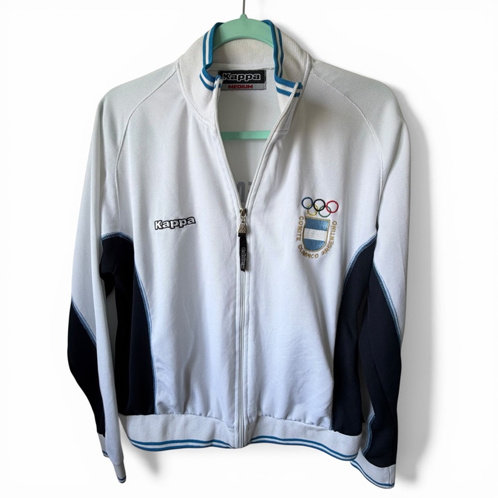 Kappa Argentina Olympic Track Jacket White Blue Full Zip Athletic Y2K Sport M